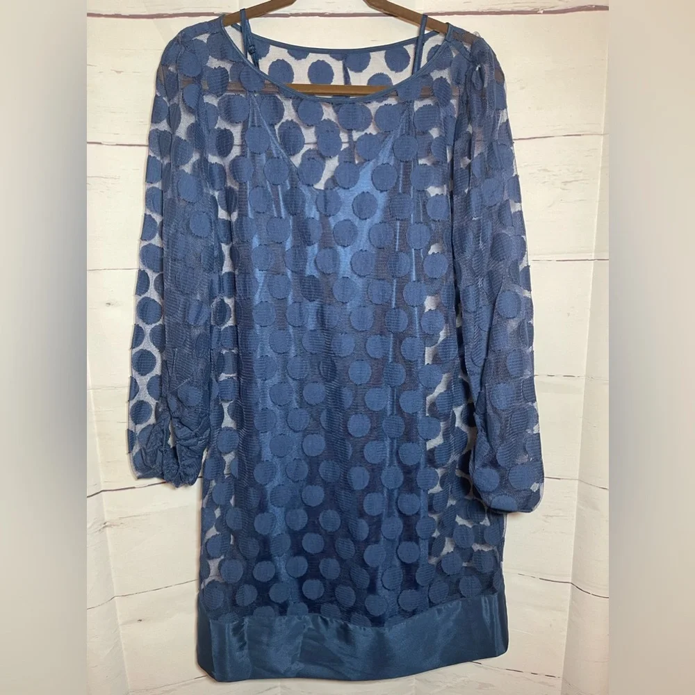 Laundry by Shelli Segal Polka Dot Mesh Dress - Sz 12 - Picture 2 of 9